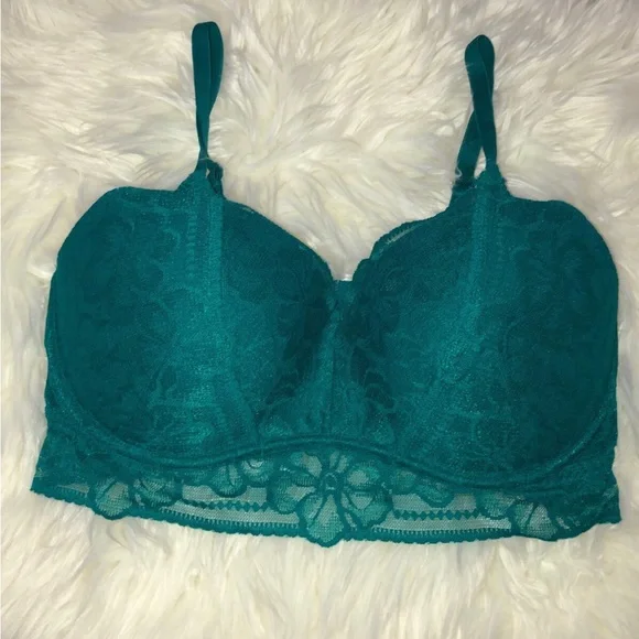 Victoria Secrets PINK lace bralette teal - Picture 2 of 2